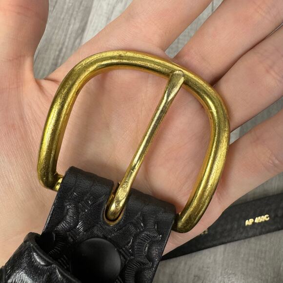 Boston Leather Classic Black Leather Belt Removable Buckle Size 34 - Picture 6 of 9